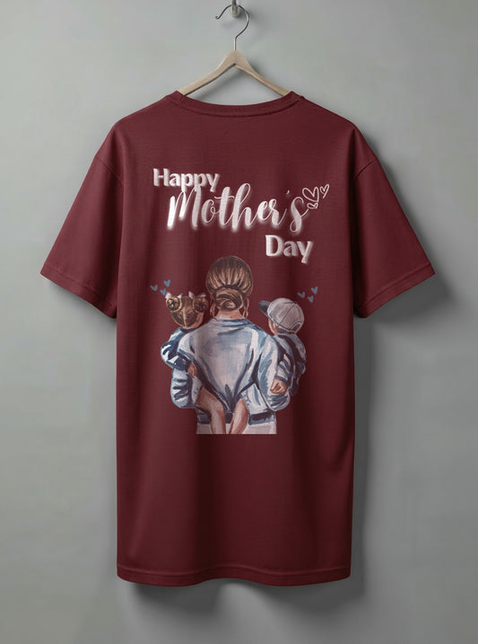 Happy Mother’s Day Oversized T-Shirt – Black, Maroon & White