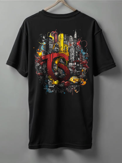 Printed Tee Drop shoulder hip hop