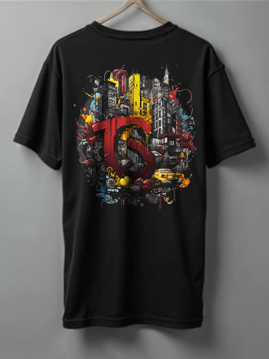 Printed Tee Drop shoulder hip hop