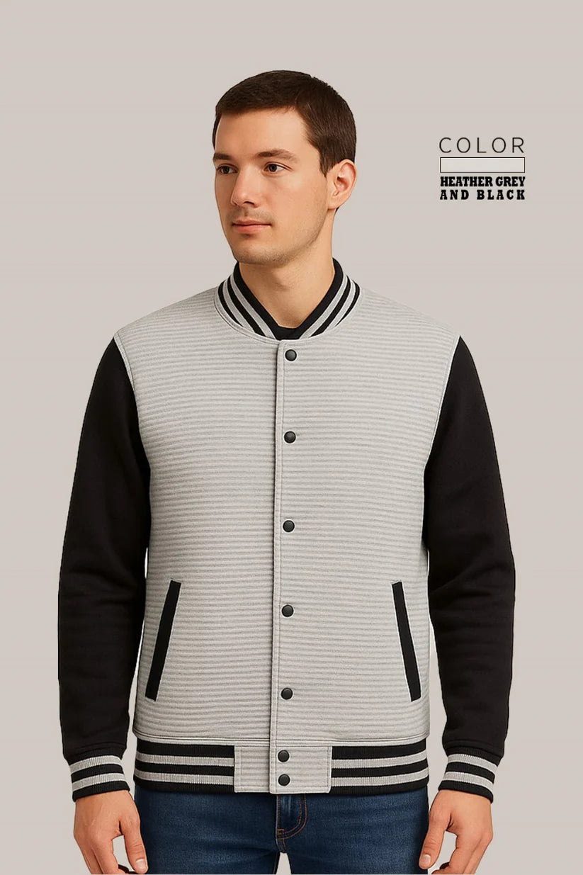 Baseball Jacket Line – Heather Grey & Black