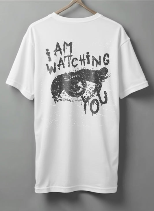 I am Watching Oversized T-Shirt – Beige, White & Maroon