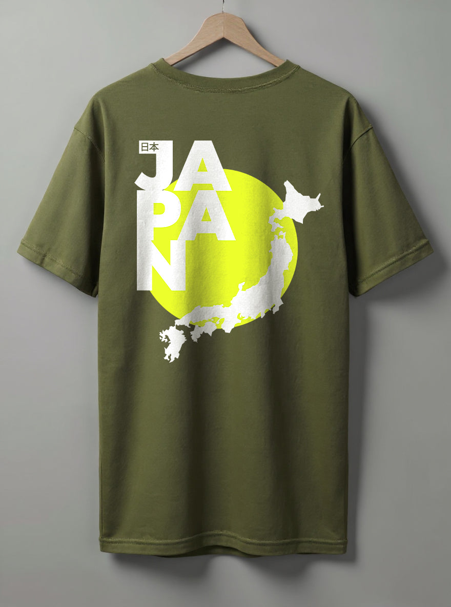 Japan Oversized T-Shirt – Blue, Olive Green, White & Black