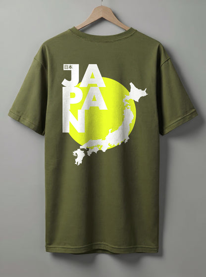 Japan Oversized T-Shirt – Blue, Olive Green, White & Black