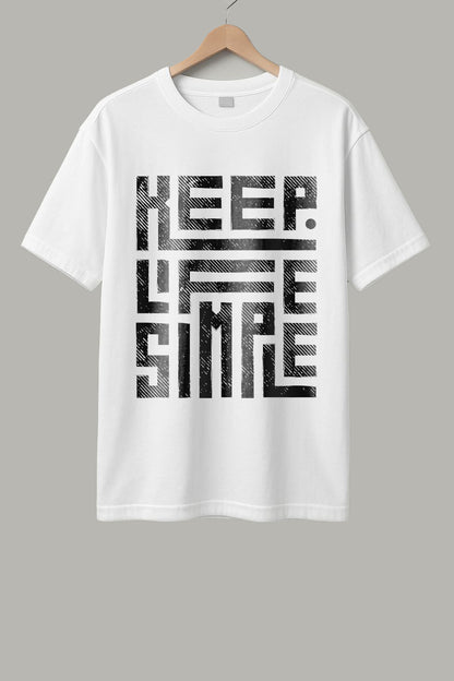 Keep Life Simple T-Shirt - White, Black & Maroon