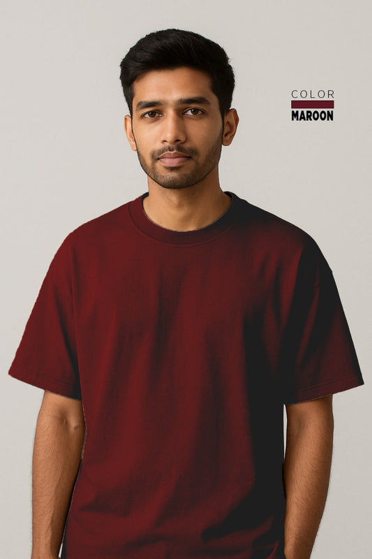 Drop-shoulder Tee - MAROON