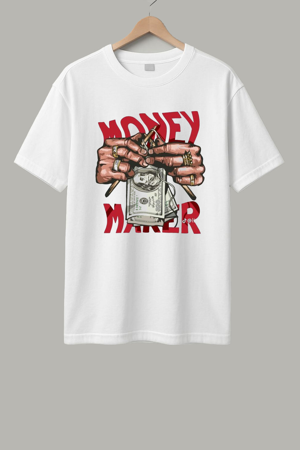 Money Maker T-Shirt - White & Beige