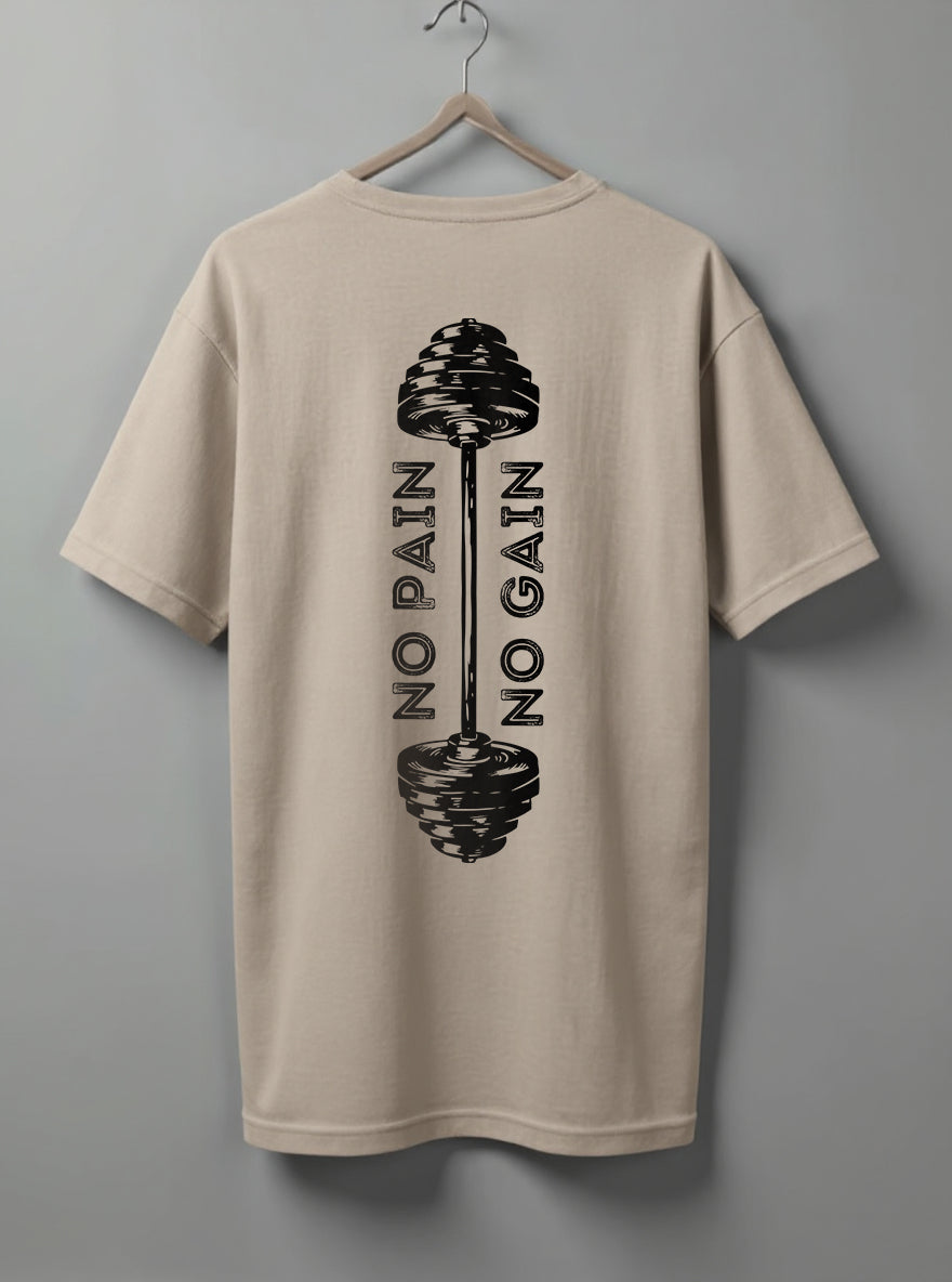No Pain No Gain Drop Shoulder T-Shirt – White, Black, Olive Green & Beige