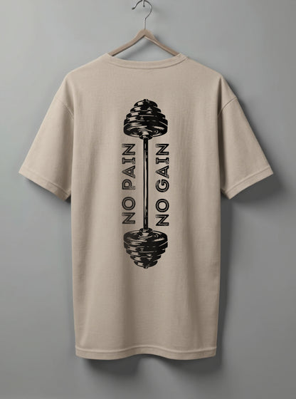No Pain No Gain Drop Shoulder T-Shirt – White, Black, Olive Green & Beige
