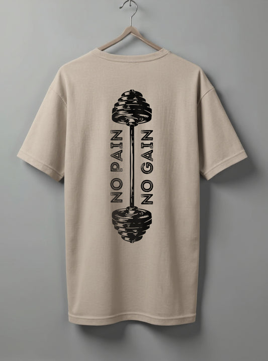 No Pain No Gain Drop Shoulder T-Shirt – White, Black, Olive Green & Beige