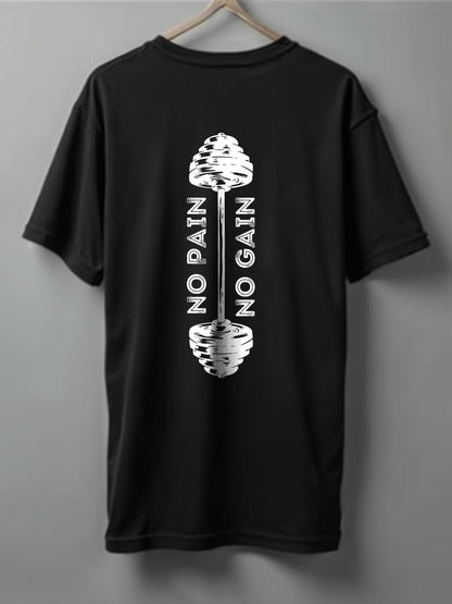 No Pain No Gain Drop Shoulder T-Shirt – White, Black, Olive Green & Beige