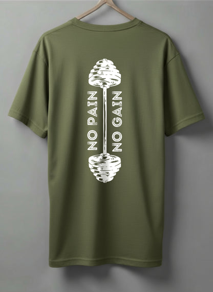 No Pain No Gain Drop Shoulder T-Shirt – White, Black, Olive Green & Beige