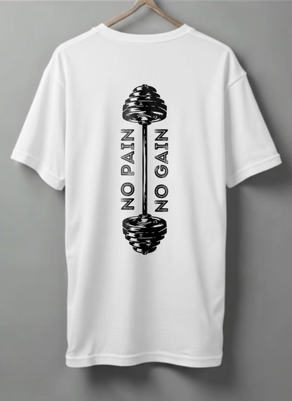 No Pain No Gain Drop Shoulder T-Shirt – White, Black, Olive Green & Beige