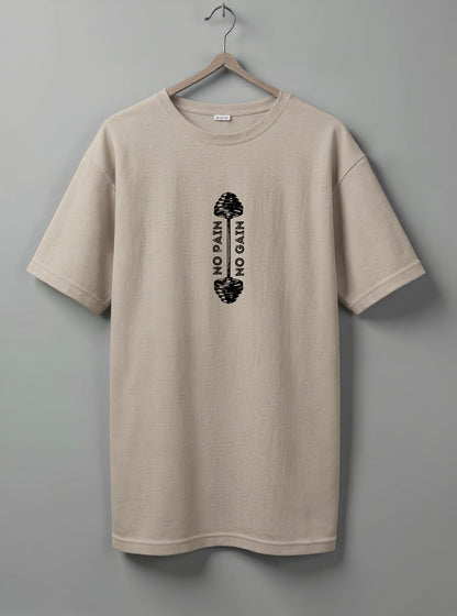 No Pain No Gain Drop Shoulder T-Shirt – White, Black, Olive Green & Beige