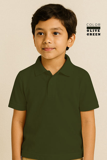 Kids Polo T-shirts - Olive Green