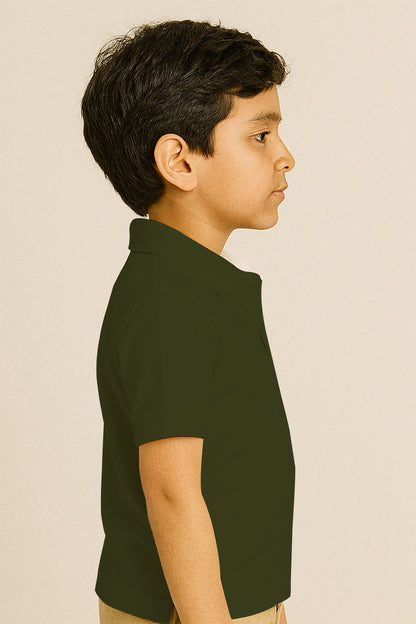 Kids Polo T-shirts - Olive Green