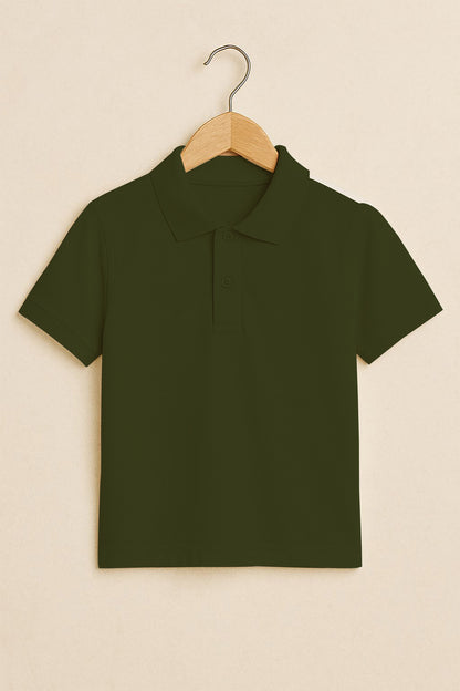 Kids Polo T-shirts - Olive Green