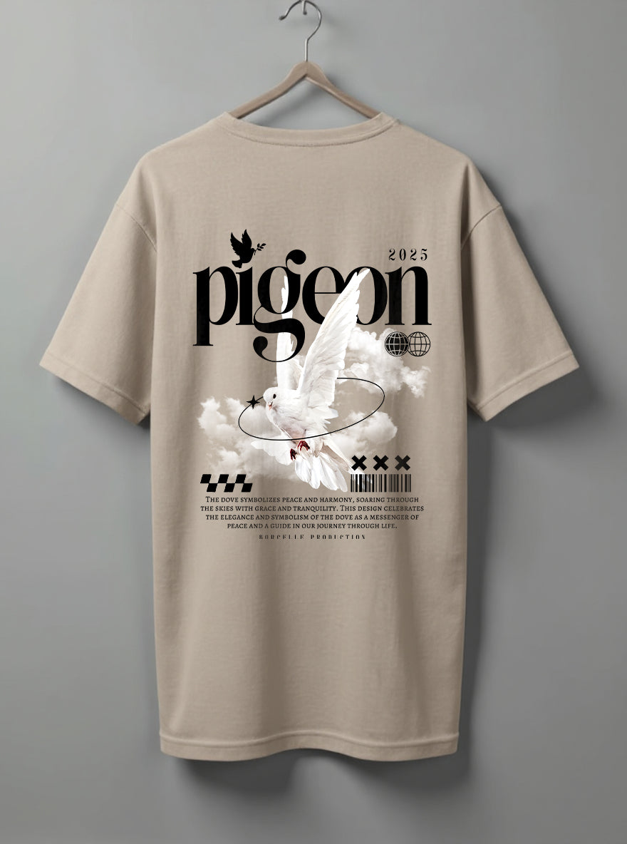 Pigeon Drop Shoulder T-Shirt – White, Black, Maroon & Beige