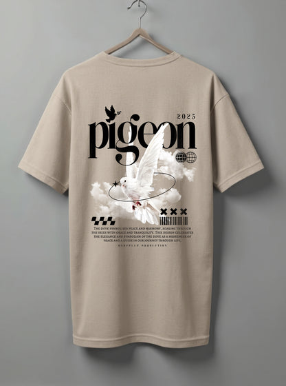 Pigeon Drop Shoulder T-Shirt – White, Black, Maroon & Beige