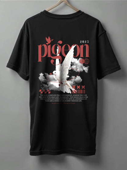 Pigeon Drop Shoulder T-Shirt – White, Black, Maroon & Beige