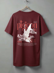 Pigeon Drop Shoulder T-Shirt – White, Black, Maroon & Beige