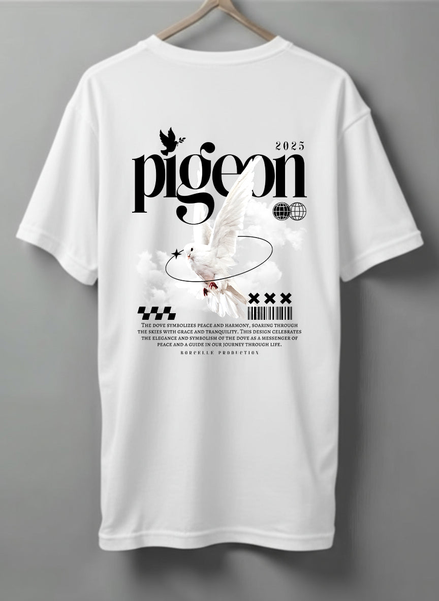 Pigeon Drop Shoulder T-Shirt – White, Black, Maroon & Beige