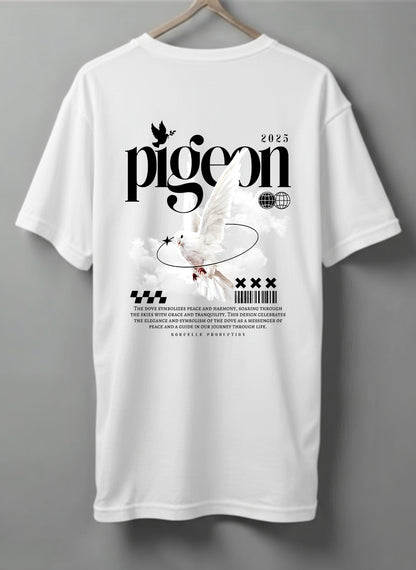 Pigeon Drop Shoulder T-Shirt – White, Black, Maroon & Beige