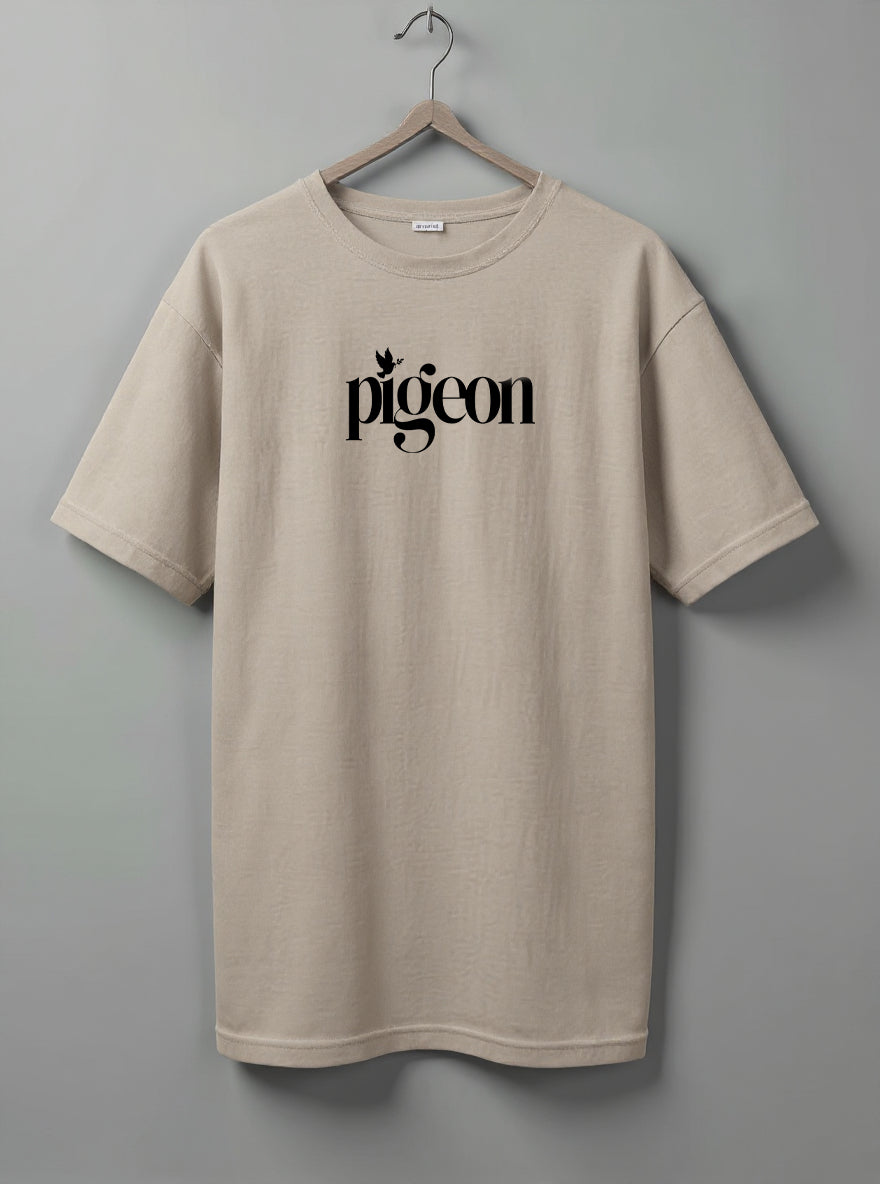 Pigeon Drop Shoulder T-Shirt – White, Black, Maroon & Beige