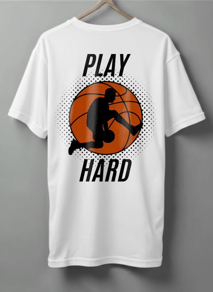 Play Hard Oversized T-Shirt – Maroon, White & Olive Green