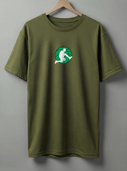 Play Hard Oversized T-Shirt – Maroon, White & Olive Green