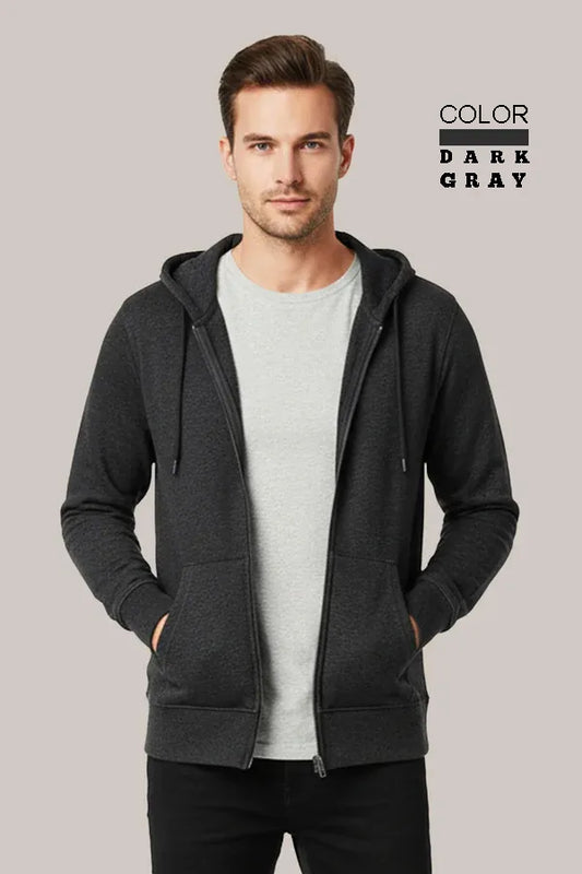 Men’s Classic Dark Grey Zipper Hoodie – Everyday Comfort Collection