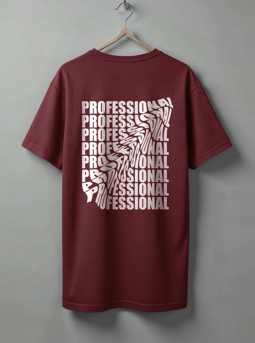 Professional Oversized T-Shirt – Black, Maroon & Beige