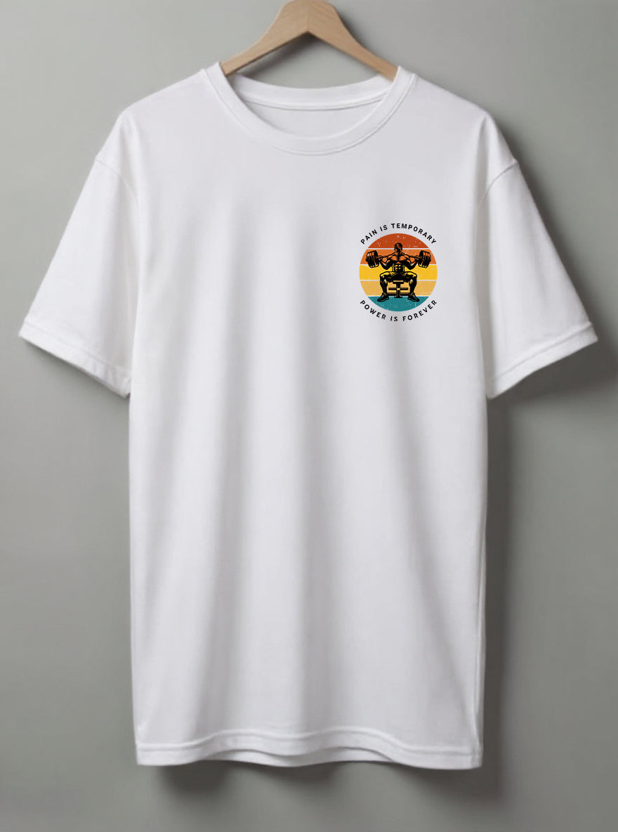 Pain Is Temporary Drop Shoulder T-Shirt – Black, White & Blue