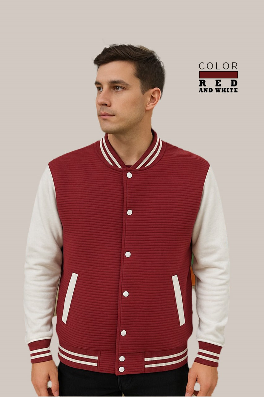 Baseball Jacket Line – Red & White, Bold Contrast with Classic Vibes