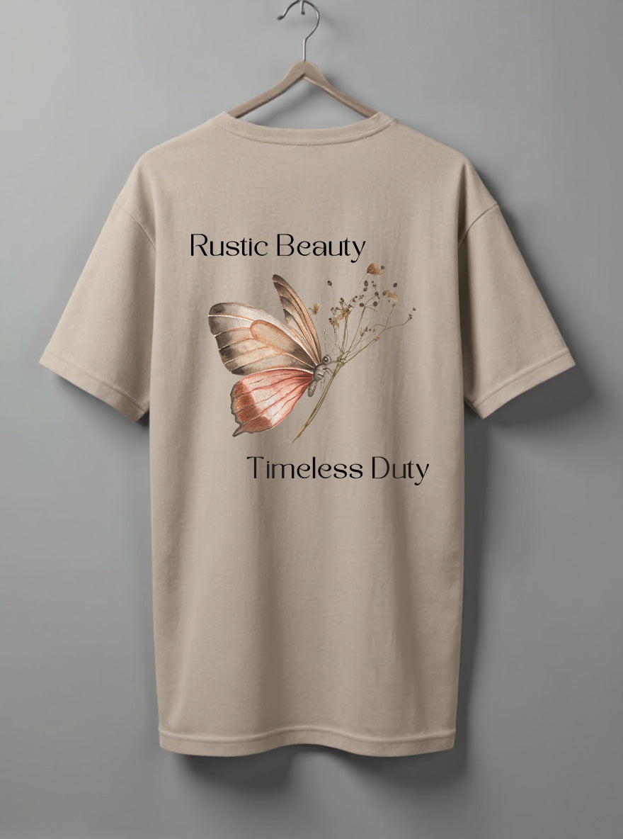 Rustic Beauty Oversized T-Shirt – Black, White & Beige