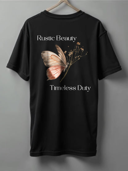 Rustic Beauty Oversized T-Shirt – Black, White & Beige