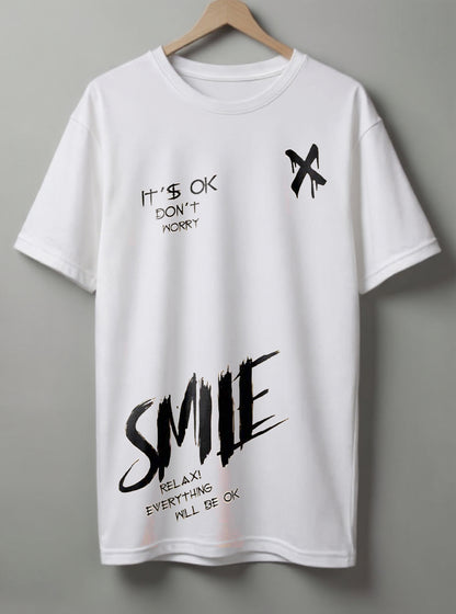 Smile Oversized T-Shirt – Beige & White