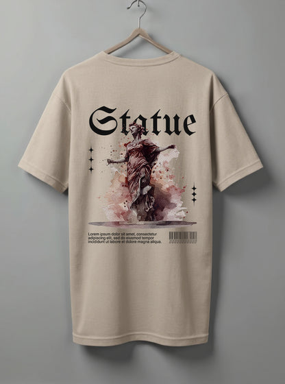 Statue Drop Shoulder T-Shirt – White, Black & Beige