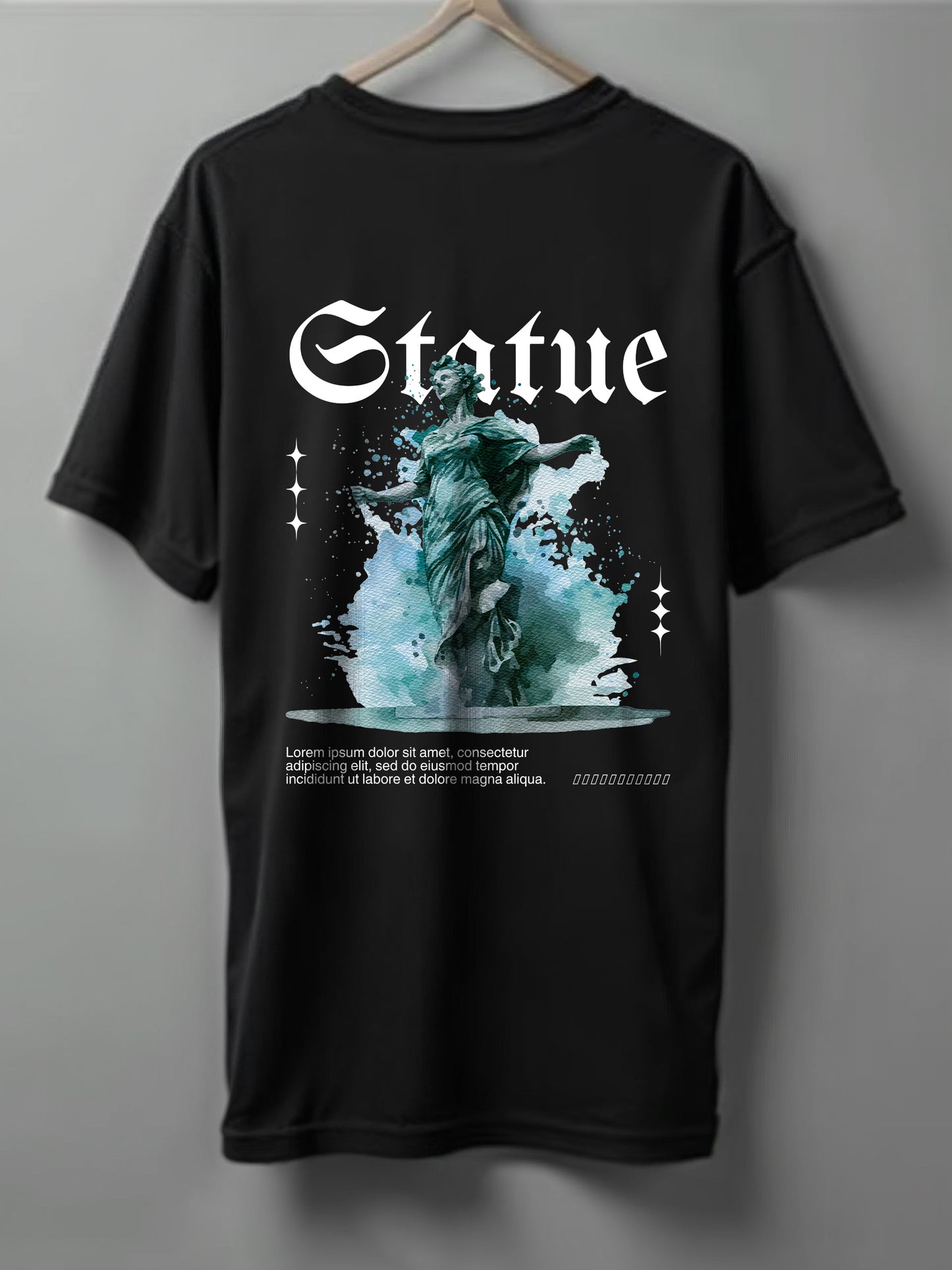 Statue Drop Shoulder T-Shirt – White, Black & Beige