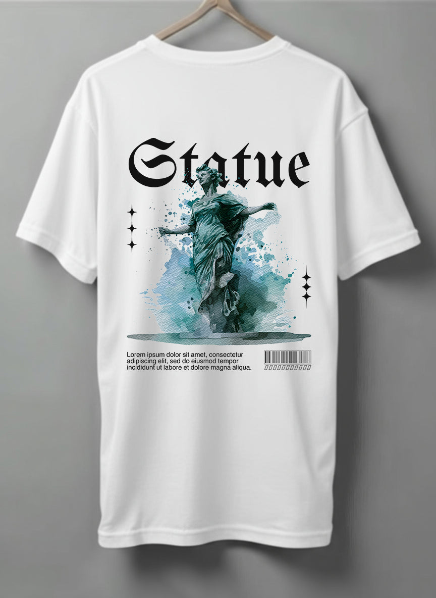 Statue Drop Shoulder T-Shirt – White, Black & Beige