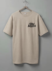 Stays Adventurous Drop Shoulder T-Shirt – Beige & White