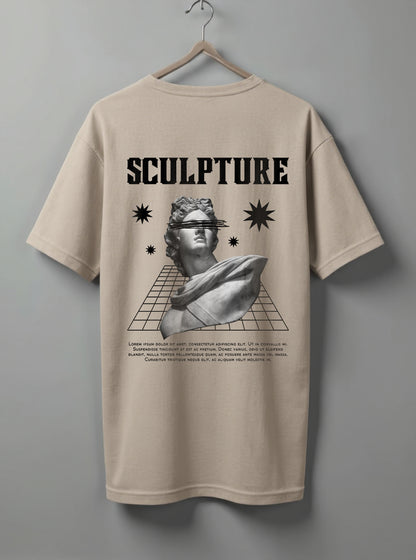 Sculpture Oversized T-Shirt – Beige, Maroon & White