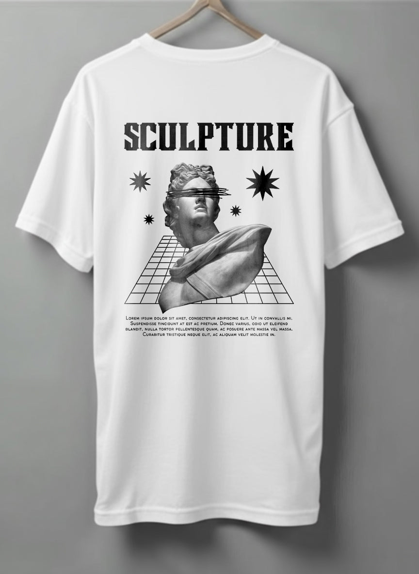 Sculpture Oversized T-Shirt – Beige, Maroon & White