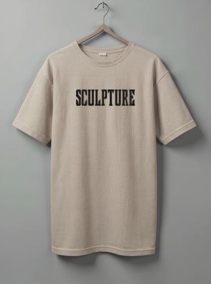 Sculpture Oversized T-Shirt – Beige, Maroon & White