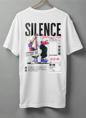 Silence Oversized T-Shirt – White, Olive Green & Beige