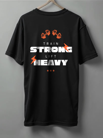 Strong Life Drop Shoulder T-Shirt – Black, White & Blue