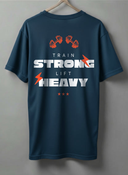 Strong Life Drop Shoulder T-Shirt – Black, White & Blue