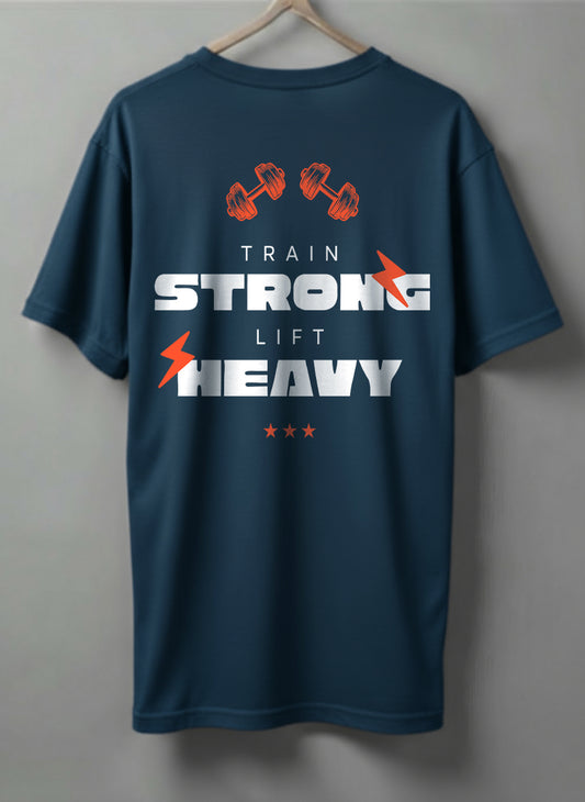 Strong Life Drop Shoulder T-Shirt – Black, White & Blue