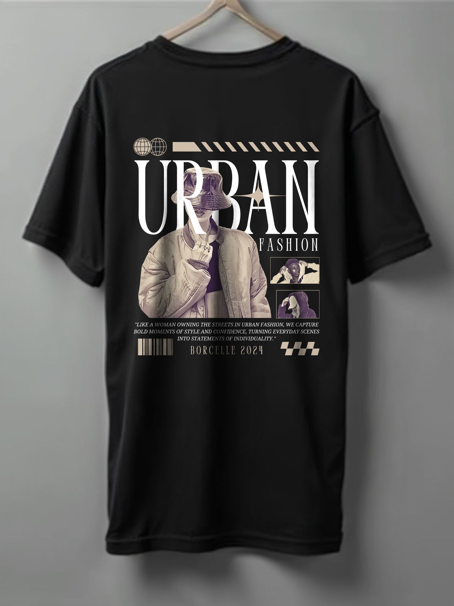 Urban Oversized T-Shirt – Black, White & Maroon