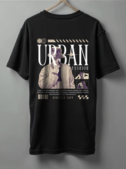 Urban Oversized T-Shirt – Black, White & Maroon