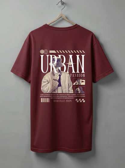 Urban Oversized T-Shirt – Black, White & Maroon